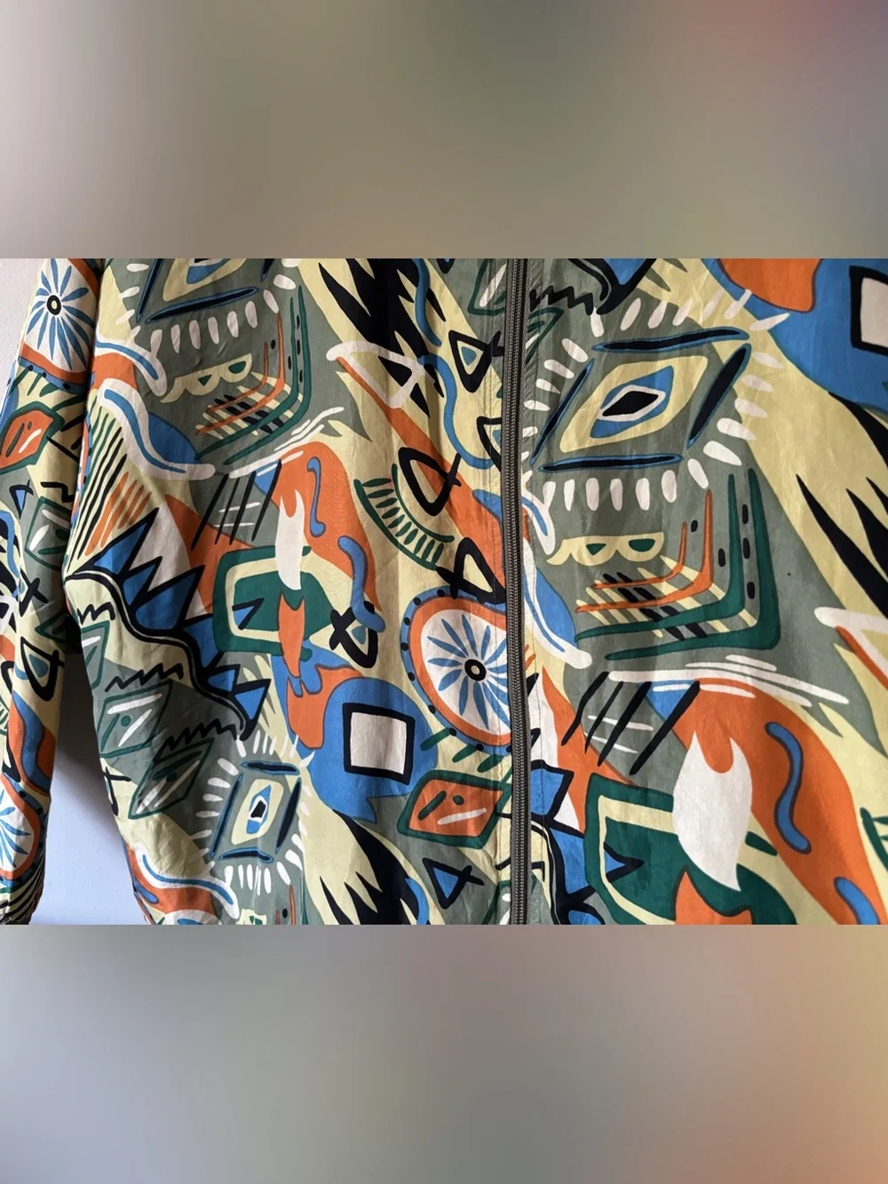 Casual Isle Vintage 100% Silk Printed Bomber Jacket Size Medium